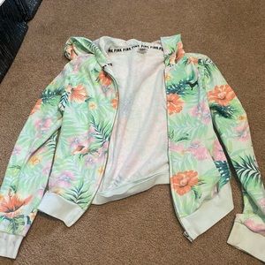 P!NK Floral zip up hoodie